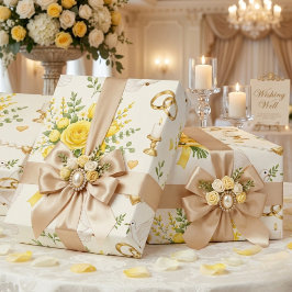 Gul blomsterbröllop och förlovning Presentinslag Presentpapper
