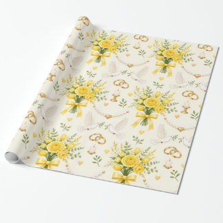 Gul blomsterbröllop och förlovning Presentinslag Presentpapper