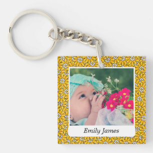 Gul blomsterdesign med eget foto