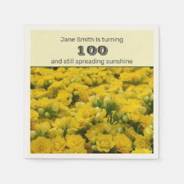 Gul blomsterfirande födelsedagsjubileum pappersservett