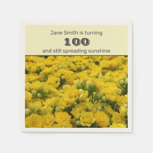 Gul blomsterfirande födelsedagsjubileum pappersservett (Framsidan)