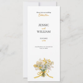 Gul blomsterguld chic bröllopsinbjudan inbjudningar