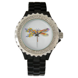 Gul blomsterlibell armbandsur