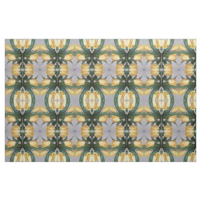 gul blomsterornamentik mönster, rosor tyg (Fat Quarter)