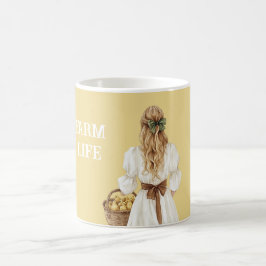 Gul Blond Korg med Kycklingar (höns) Kaffemugg