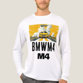 Gul BMW M4 Sportbil Grafisk Illustration Långärmad T Shirt