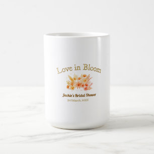 gul boho kärlek i blom bröllopsdusch namn retro kaffemugg
