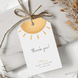 Gul Boho Sunshine Baby Shower Tacksamhetskort Presentetikett