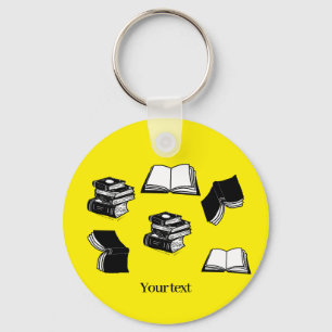 Gul bokslibrarie bibliotekarie bokmönster nyckelring