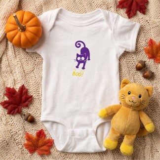 Gul Boo Lila katt Halloween T Shirt