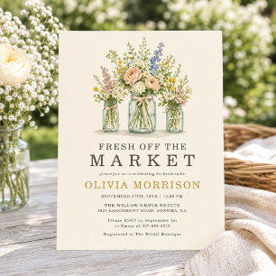 Gul Bröllopsfest med Blommor Ny från Marknaden Inbjudningar