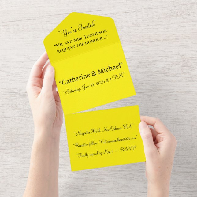 Gul bröllopsinbjudan | Modernt RSVP Chic (Avrivbar del)