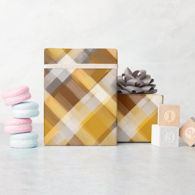 Gul Brun Skörd Rutig Honung Mönster Presentpapper (Baby Shower)