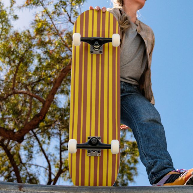 Gul Brun Stilfull Randig Mönsterdesign  Mini Skateboard Bräda 18,5 Cm (Skapare uppladdad)