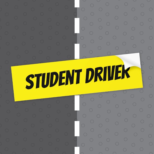 Gul Bumperdekal För Nybörjare Med Svarta Bokstäver Bildekal (Yellow student driver warning bumper sticker with black bold lettering .)