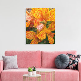 Gul Canna Lily med röda fläckar Blomma Canvastryck