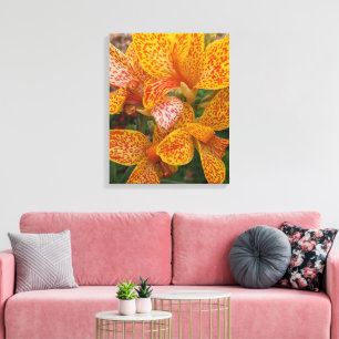 Gul Canna Lily med röda fläckar Blomma Canvastryck