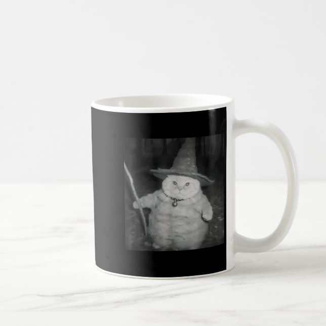 Gul Cat-Konstig Funny Halloween-kattnummer Kaffemugg (Höger)