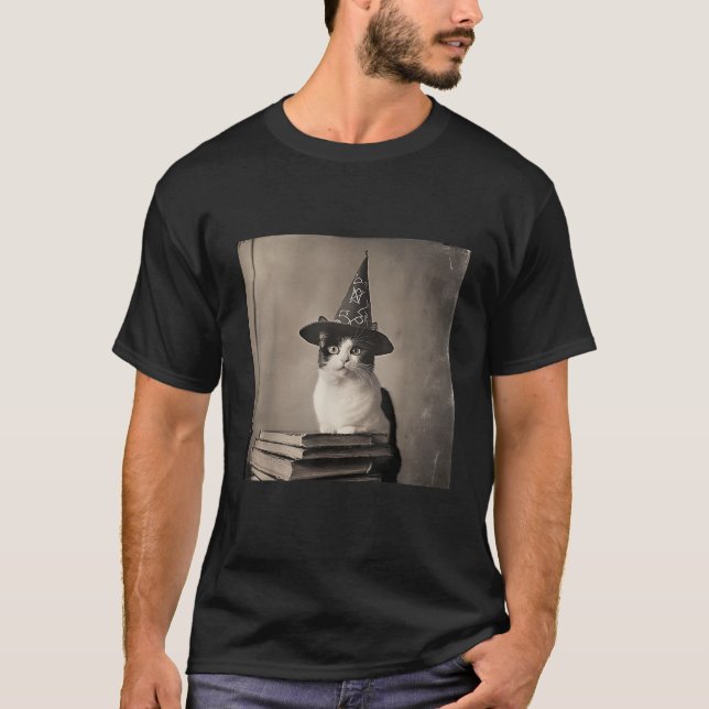 Gul Cat-Konstig Funny Halloween-kattnummer T Shirt (Framsida)