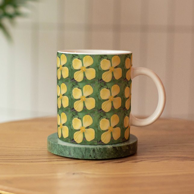 Gul Celandine Vallmo Blommönster Mugg (In Situ Coaster)