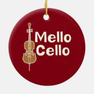 Gul Cello White Text Julgransprydnad Keramik