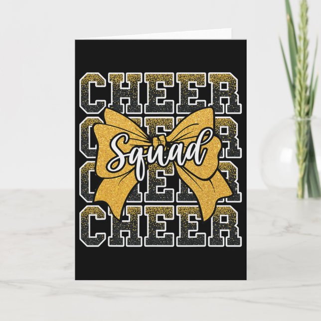 Gul Cheer Squad Rolig Sport Cheerleader Cheerle Kort (Framsida)