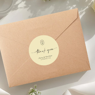 Gul Chic & Modern Wedding Monogram Runt Klistermärke