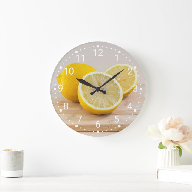 Gul Citron Citrus Matfotografering Stilleben Stor Klocka (Hem)