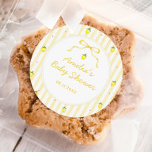 Gul Citron Citrus Ränder Baby Shower Klistermärke
