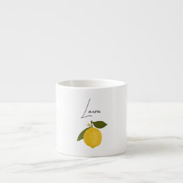 Gul citron med gröna blad | Frisk citrus Espressomugg
