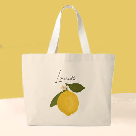 Gul citron med gröna blad | Frisk citrus Jumbo Tygkasse