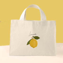 Gul citron med gröna blad | Frisk citrus Mini Tygkasse