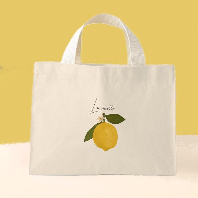 Gul citron med gröna blad | Frisk citrus  Mini Tygkasse (Skapare uppladdad)