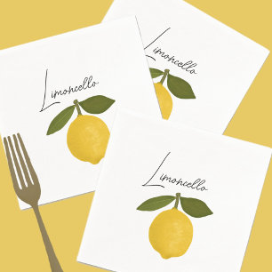 Gul citron med gröna blad Frisk citrus Pappersservett