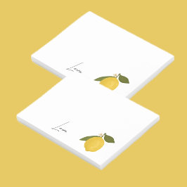Gul citron med gröna blad | Frisk citrus Post-it Block