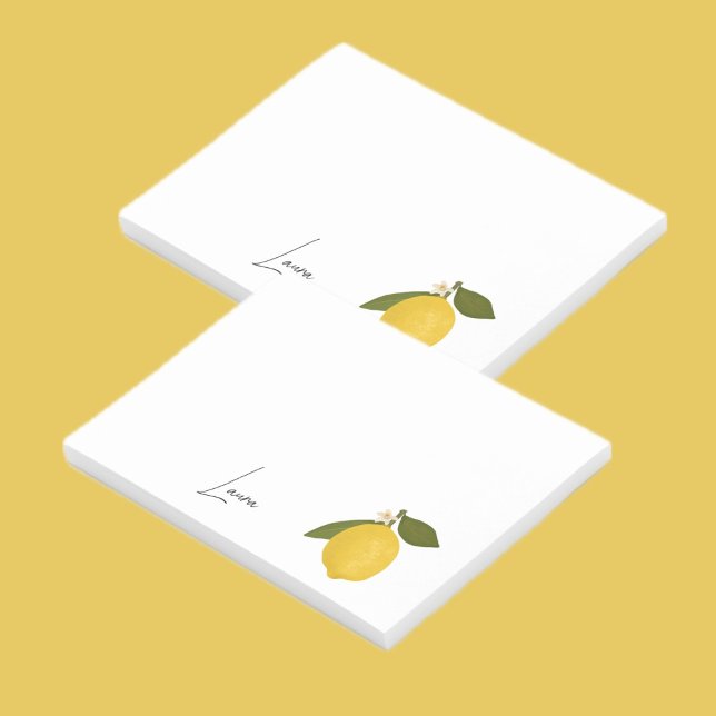 Gul citron med gröna blad | Frisk citrus  Post-it Block (Skapare uppladdad)