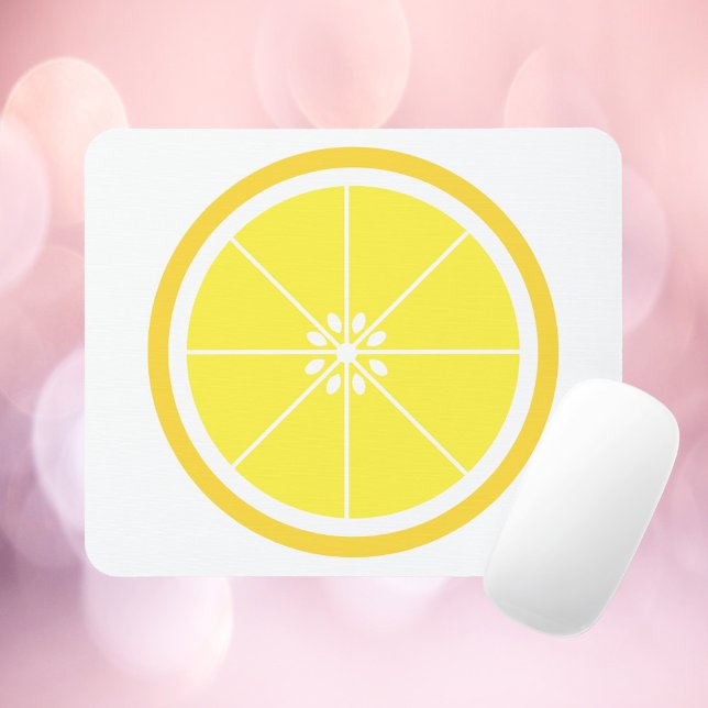 Gul Citron Skiva Musmatta (A mousepad with a yellow lemon slice.)