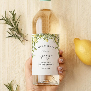 Gul Citron Sorrento Medelhavet Bröllopsdusch  Vinflaska Etikett