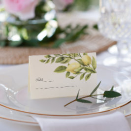 Gul | Citroner Löv elegant bröllop Visitkort