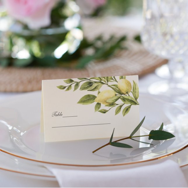 Gul | Citroner Löv elegant bröllop Visitkort (Skapare uppladdad)