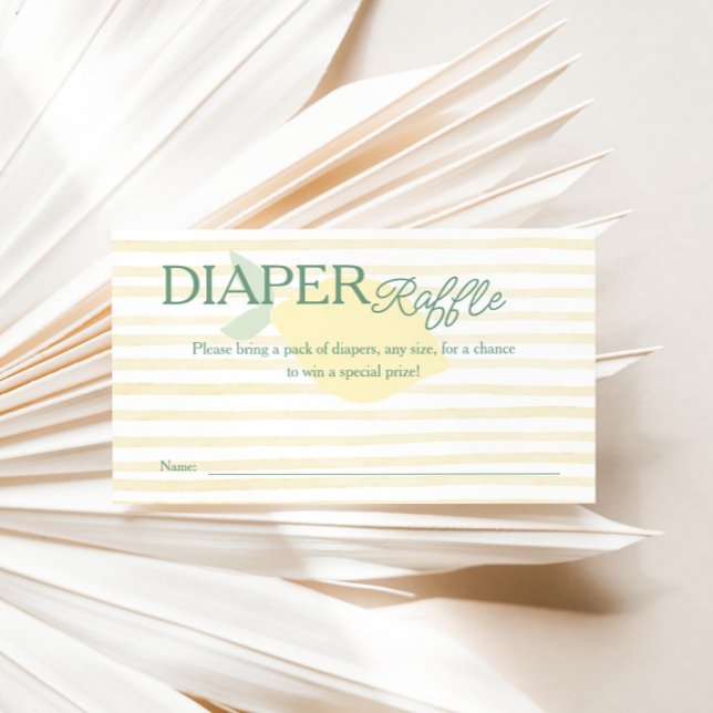 Gul Citronrandig Blöja Lotteri Biljett Tilläggskort (Lemon Yellow Stripe Diaper Raffle Entry Card)