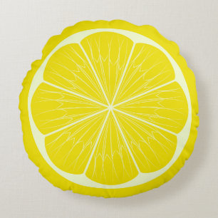 Gul citronskiva citruskil rund kudde