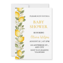 Gul Citrus Citron Baby Shower Könsneutral Inbjudan