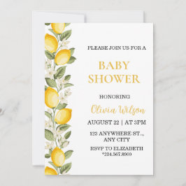 Gul Citrus Citron Baby Shower Könsneutral Inbjudan