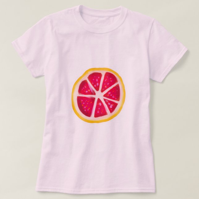 Gul citrus grapefruktskiva för shock rosa tee shirt (Design framsida)