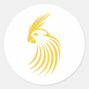 Gul Cockatiellogotyp för anpassningsbar Runt Klistermärke