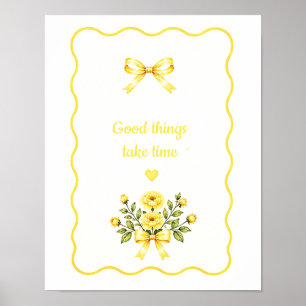 Gul Coquette Band Floral Citat Konst Poster