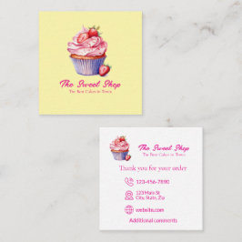 Gul Cupcake Bakery-kort | Redigerbar logotyp Fyrkantigt Visitkort