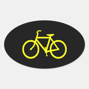 Gul cykel ovalt klistermärke