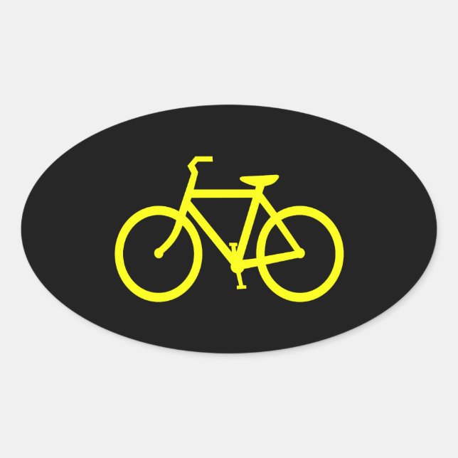 Gul cykel ovalt klistermärke (Framsida)